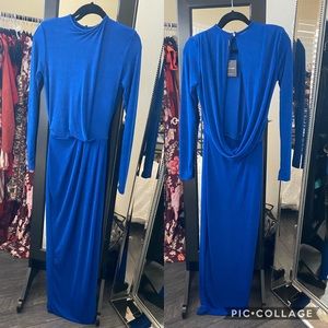 Long sleeve royal blue dress